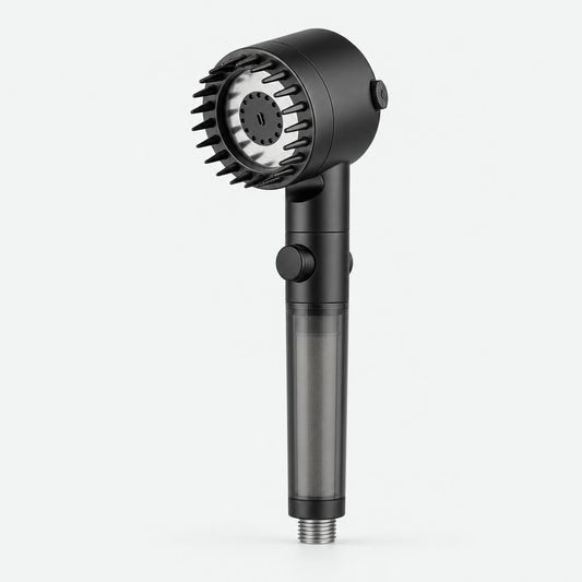 Filtered shower head in black